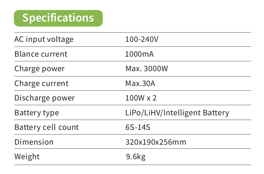 2CH 30A Intelligent Balance Charger for 6S/12S/14S LiPo/LiHV Batteries