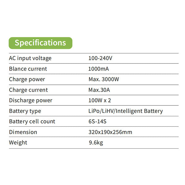 2CH 30A Intelligent Balance Charger for 6S/12S/14S LiPo/LiHV Batteries